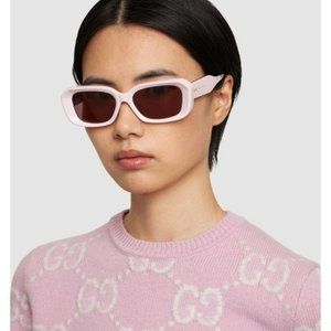 BRAND NEW Gucci GG1531SK 003 Pink Brown Unisex Rectangle Sunglasses